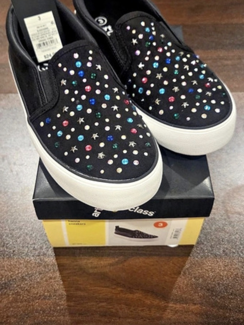 art class Hanna Rhinestone Slip-On Sneakers Black US 3 NWT